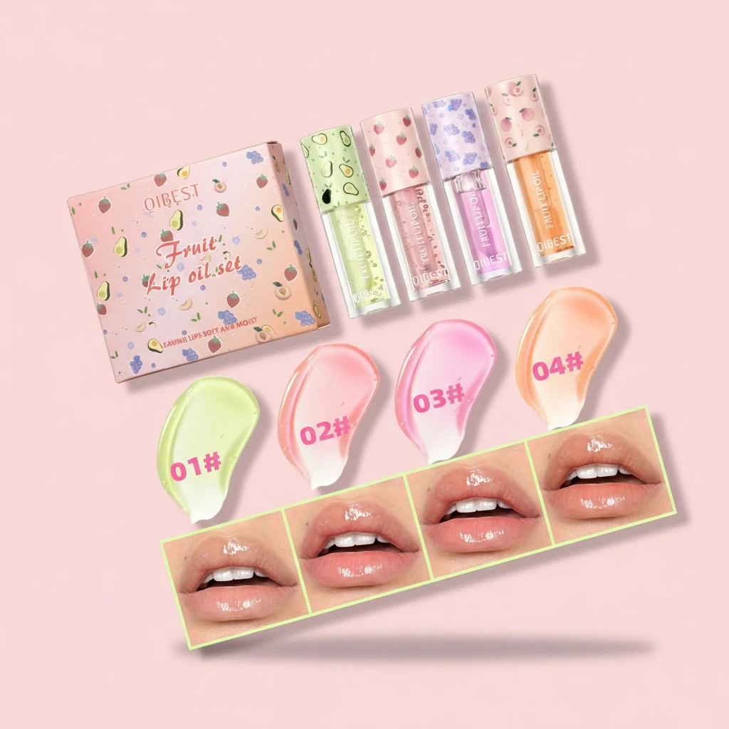 Hydrating Fruit Lip Oil Moisturizing Lip Gloss Lip Glow Oil Set