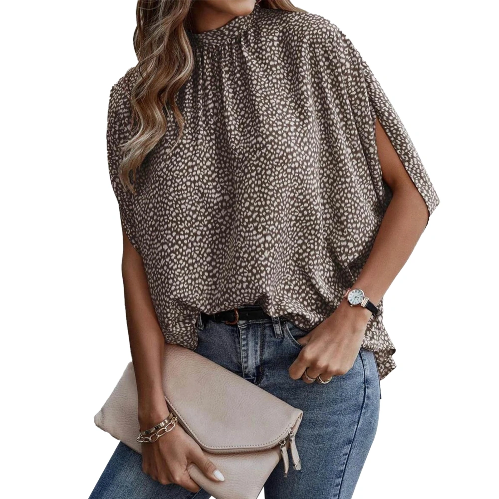 Slip Short Sleeve Blouse Tie Back Pure Color Casual Fitted Blouse Top for Women Summer Khaki L