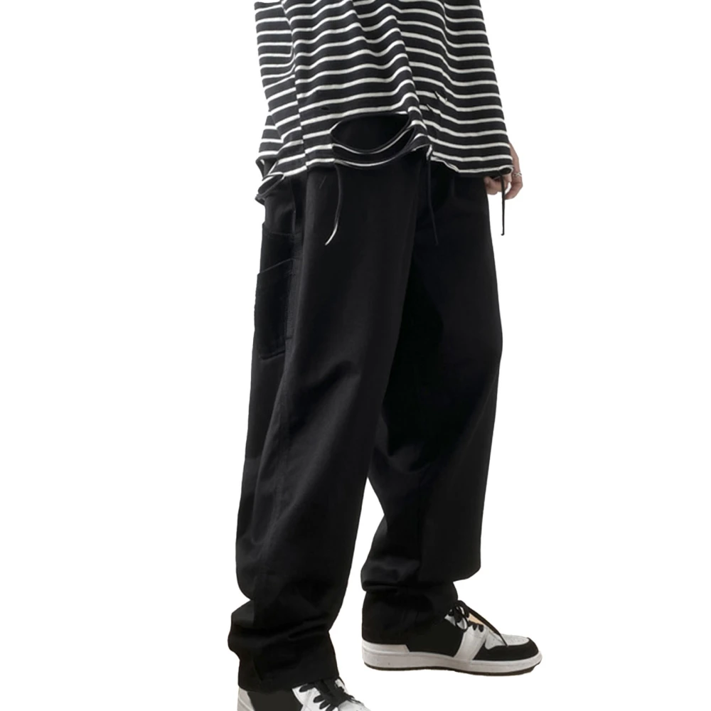 Pocket Male Oversized Trousers Back Pockets Loose Oversized Straight Long Pants for Male Dating Black 2XL