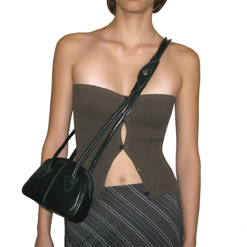 Strapless Tube Top Fashionable Single Breasted Knit Women Summer Top for Dating Vacation Grey L