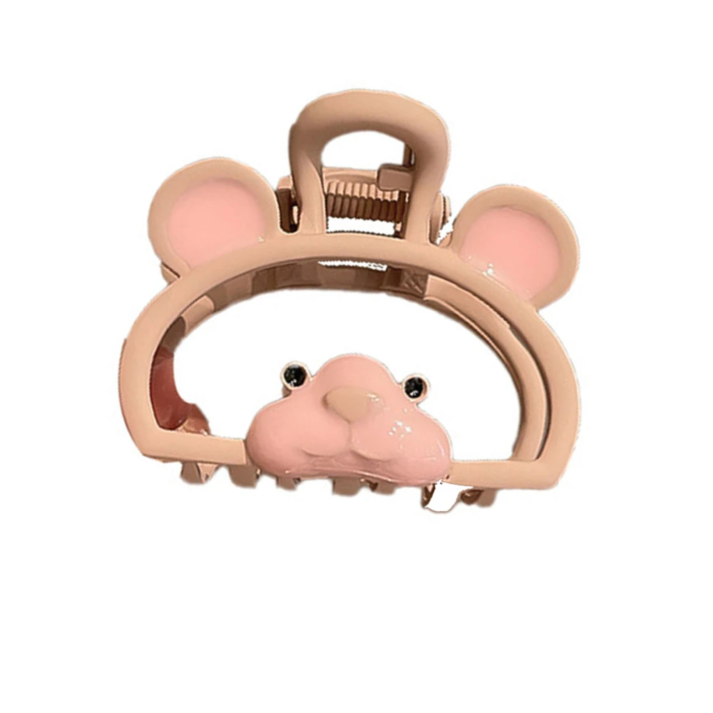 Small Hair Claw Clip Strong Hold Prevent Slip Exquisite Cute Plastic Hair Clamp for Women Girls Pink Hollow Bear