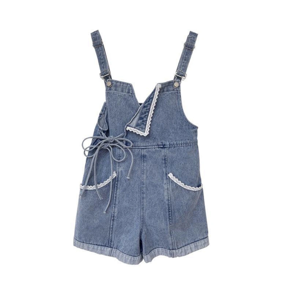 Women Short Overalls Adjust Straps Wide Legs Side Pockets Casual Jumpsuits for Summer Wear Charcoal Grey L