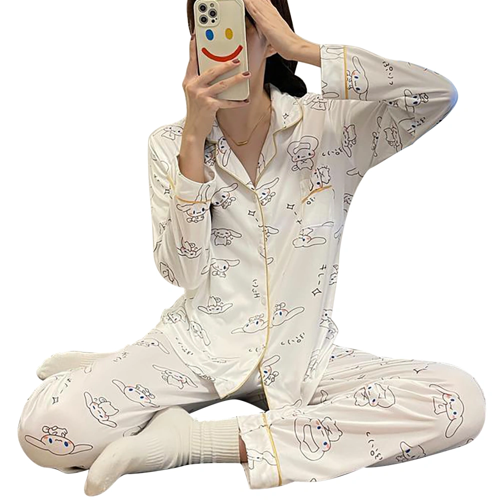 Pajamas Set Long Sleeve Cute Animal Pattern Fashionable Comfortable Casual Two Piece Sleepwear for Women Cartoon Print XL