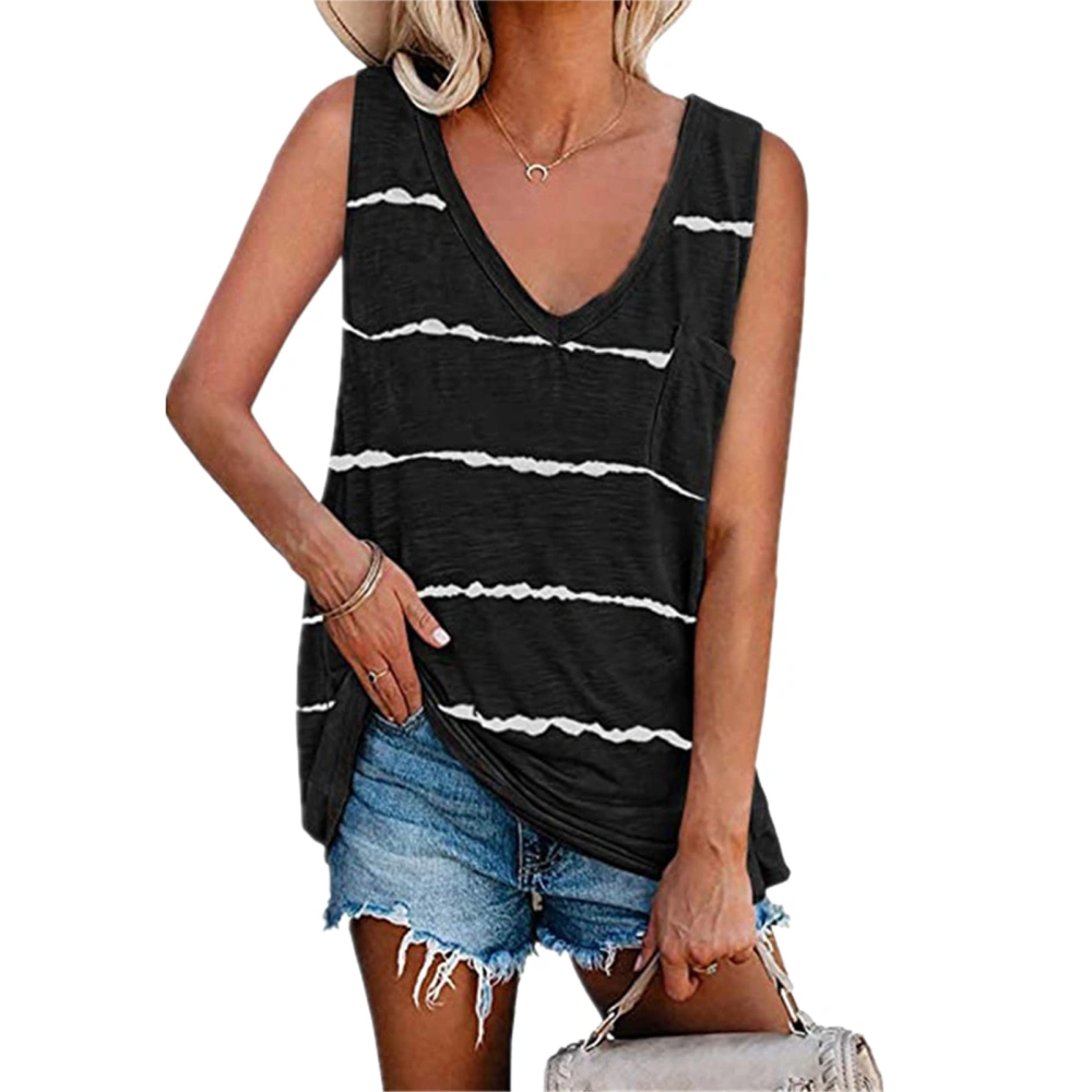 Women V Neck Tank Tops Summer Fashionable Casual Women Sleeveless Tank Tops for Daily Date Work Shopping Black M