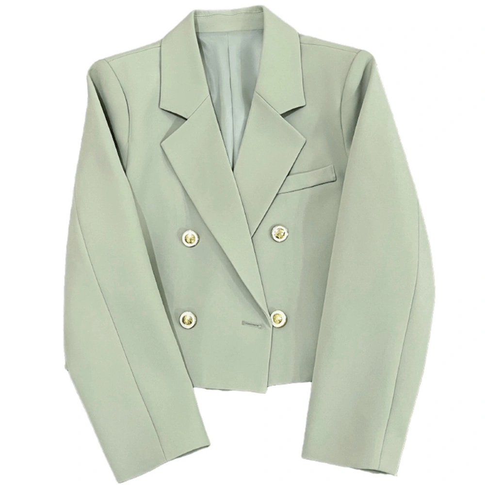 Women Open Front Button Suit Notched Collar Short Long Sleeve Jacket Casual Suit Jacket Emerald Green22‑25 L