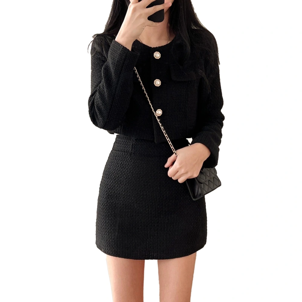 Women Mini Skirt High Waist A Line Short Elegant Fashion Slim Soft Short Skirt for Autumn Black M Free Size