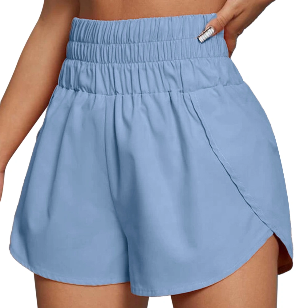 Women Athletic Shorts High Waisted Loose Casual Women Elastic Workout Shorts for Spring Summer Blue XL