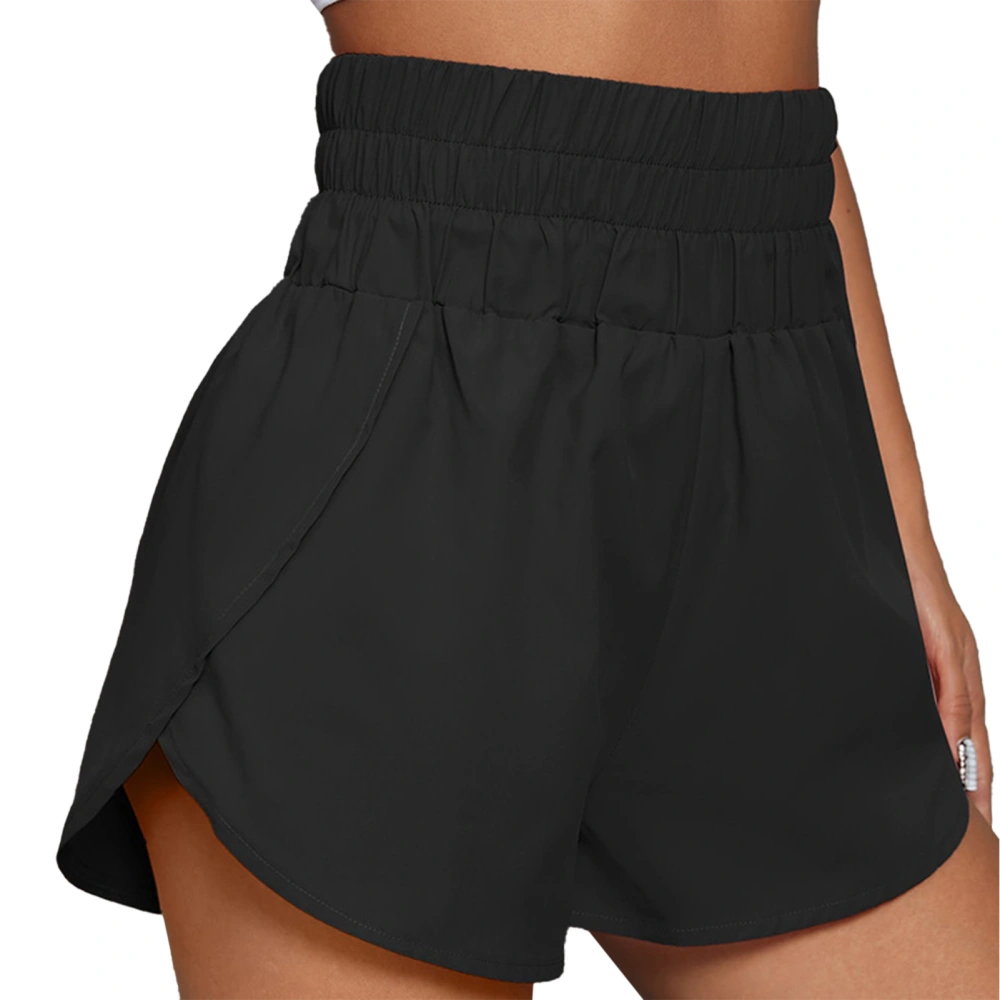 Women Athletic Shorts High Waisted Loose Casual Women Elastic Workout Shorts for Spring Summer Black XL