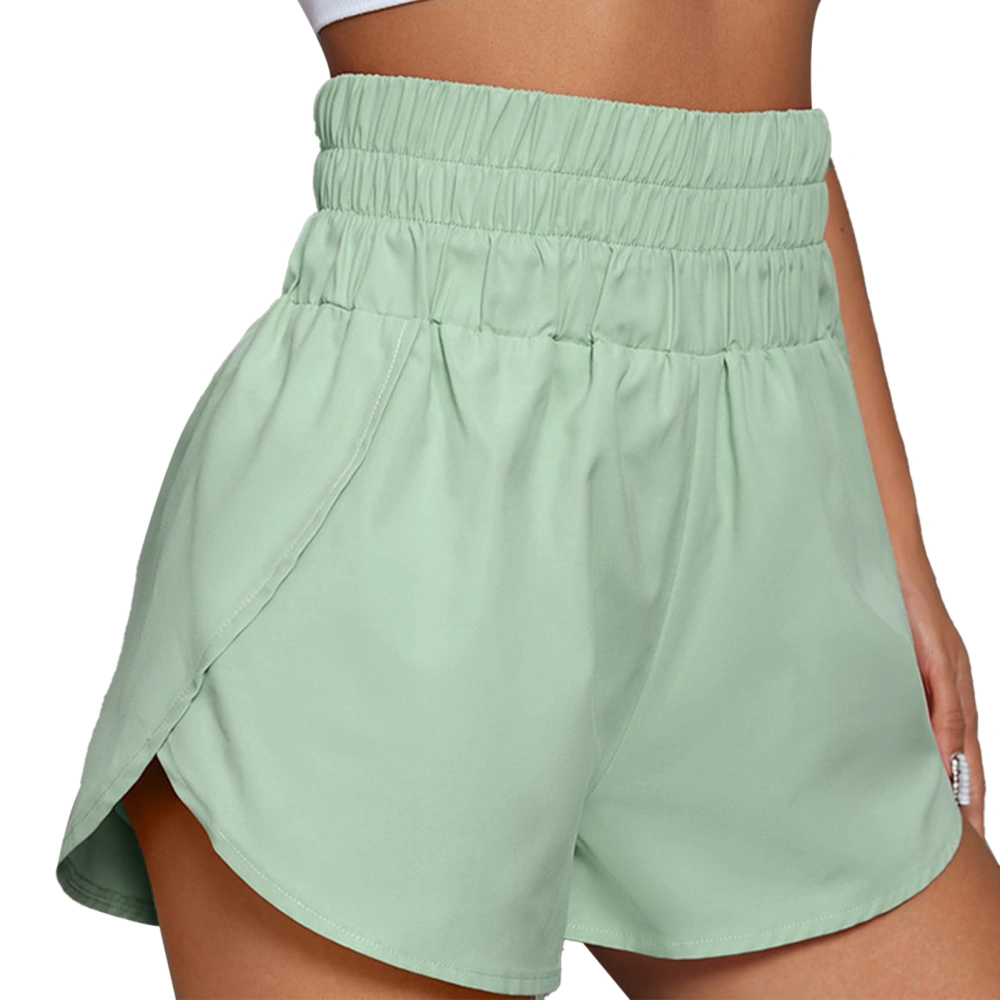 Women Athletic Shorts High Waisted Loose Casual Women Elastic Workout Shorts for Spring Summer Green S