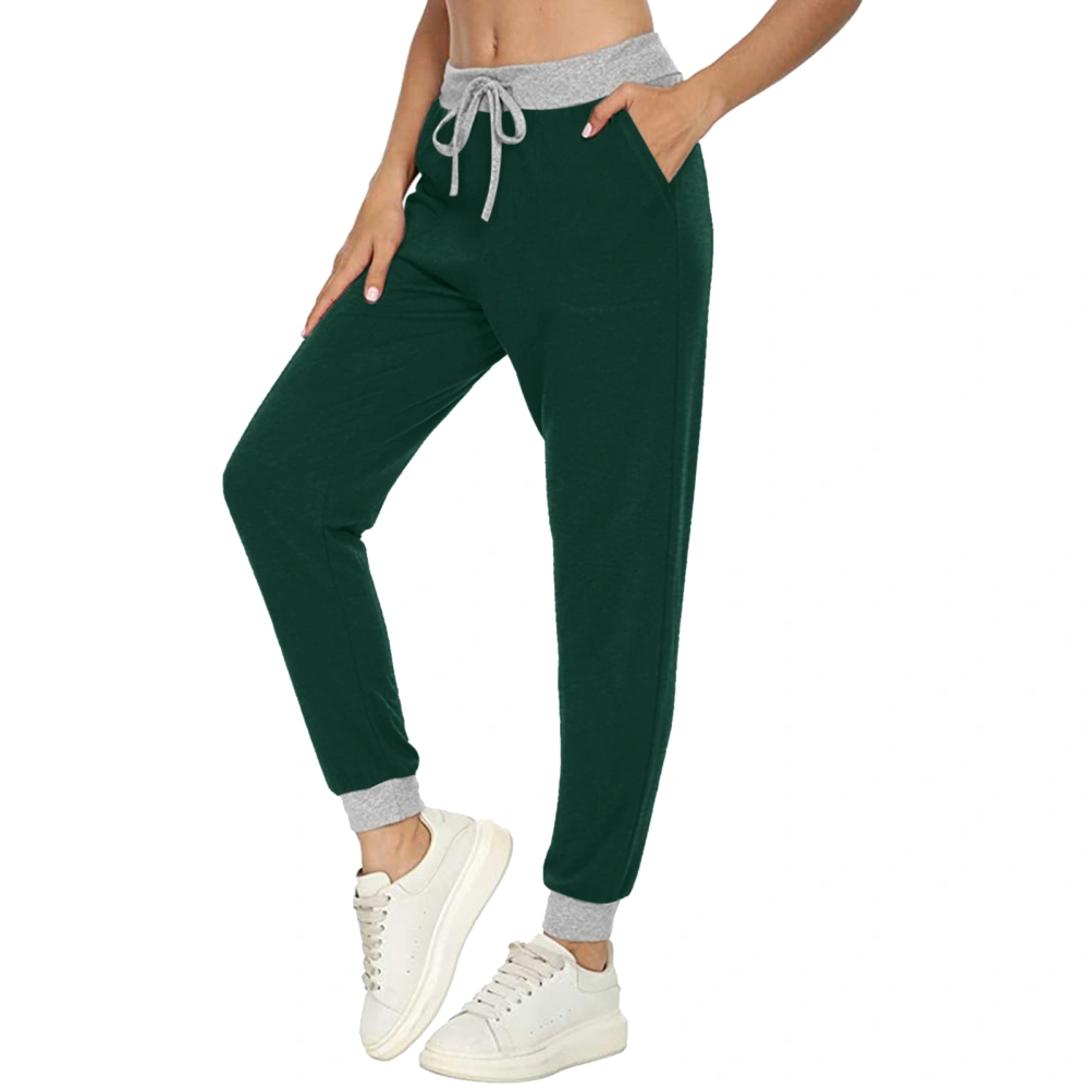 Women Sports Pants Drawstring Comfortable Breathable Elastic Waist Pockets Casual Loose Sweatpants for Sports Jogging Green M