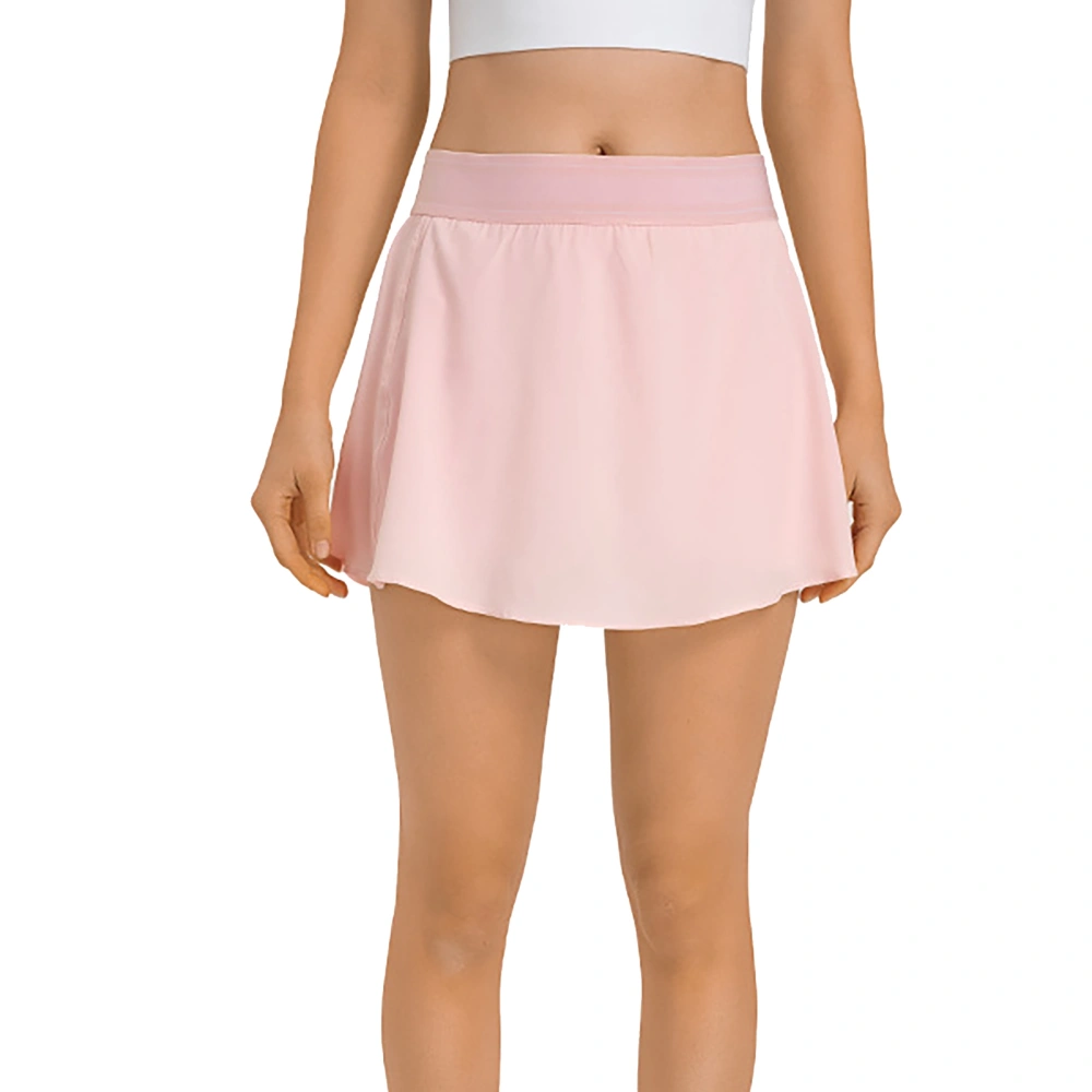 Women Sports Skirts Inner Shorts Prevent Exposure Wide Waistband Quickly Drying Workout Skirt Pink 12