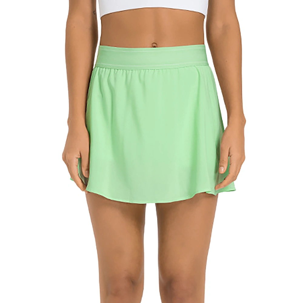 Women Sports Skirts Inner Shorts Prevent Exposure Wide Waistband Quickly Drying Workout Skirt Bright Green 4