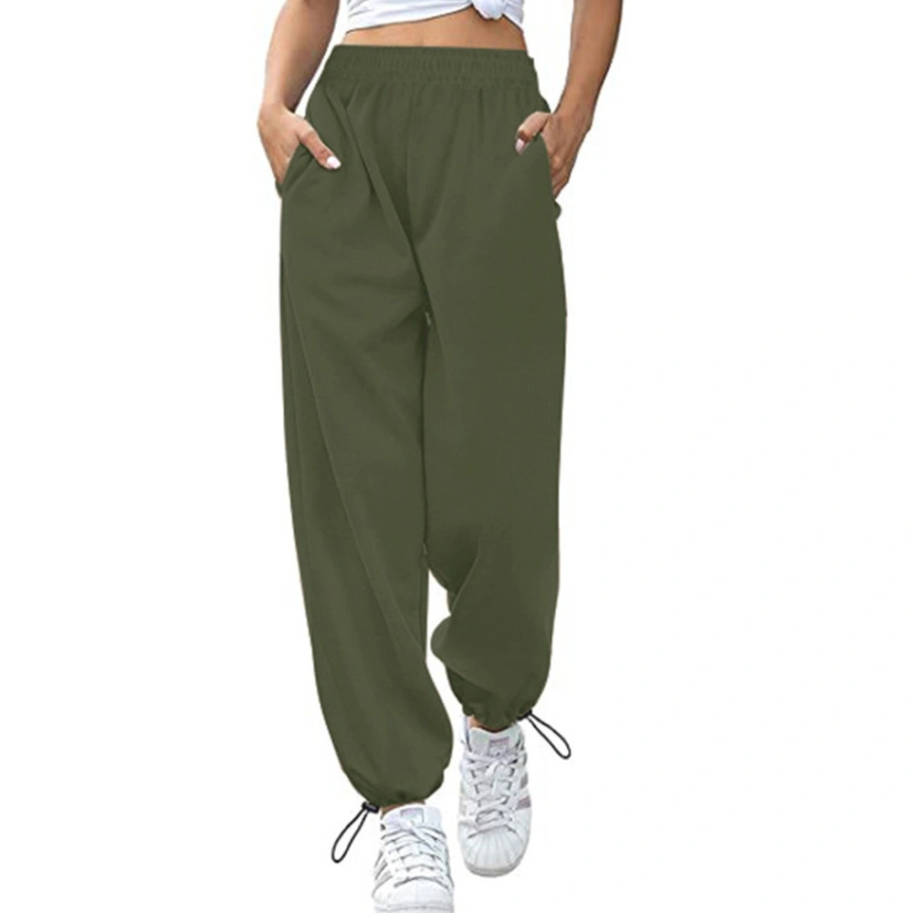 Women Sweatpants Adjustable Cord Lock Loose Fit Comfortable Women Sport Trousers for Daily Wear OD Green XL