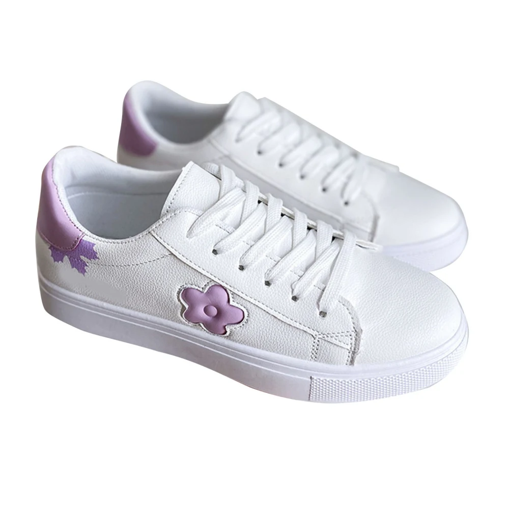 Women Sneaker PU Leather Soft Lining Fashionable Casual Spring Board Shoes for Shopping School Work Travel Purple 38