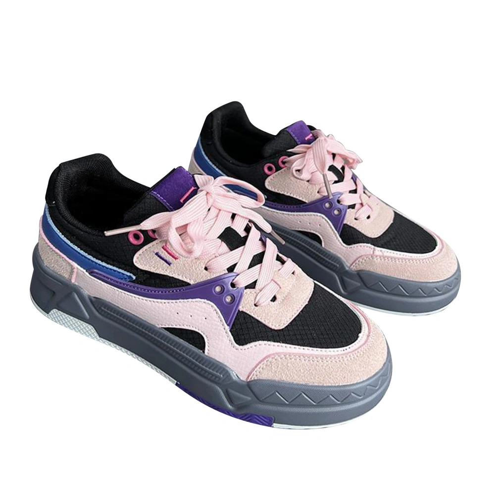 Women Sports Shoes Walking Shoes Comfortable Thick Rubber Bottom Girl Sneakers for Autumn Pink 36