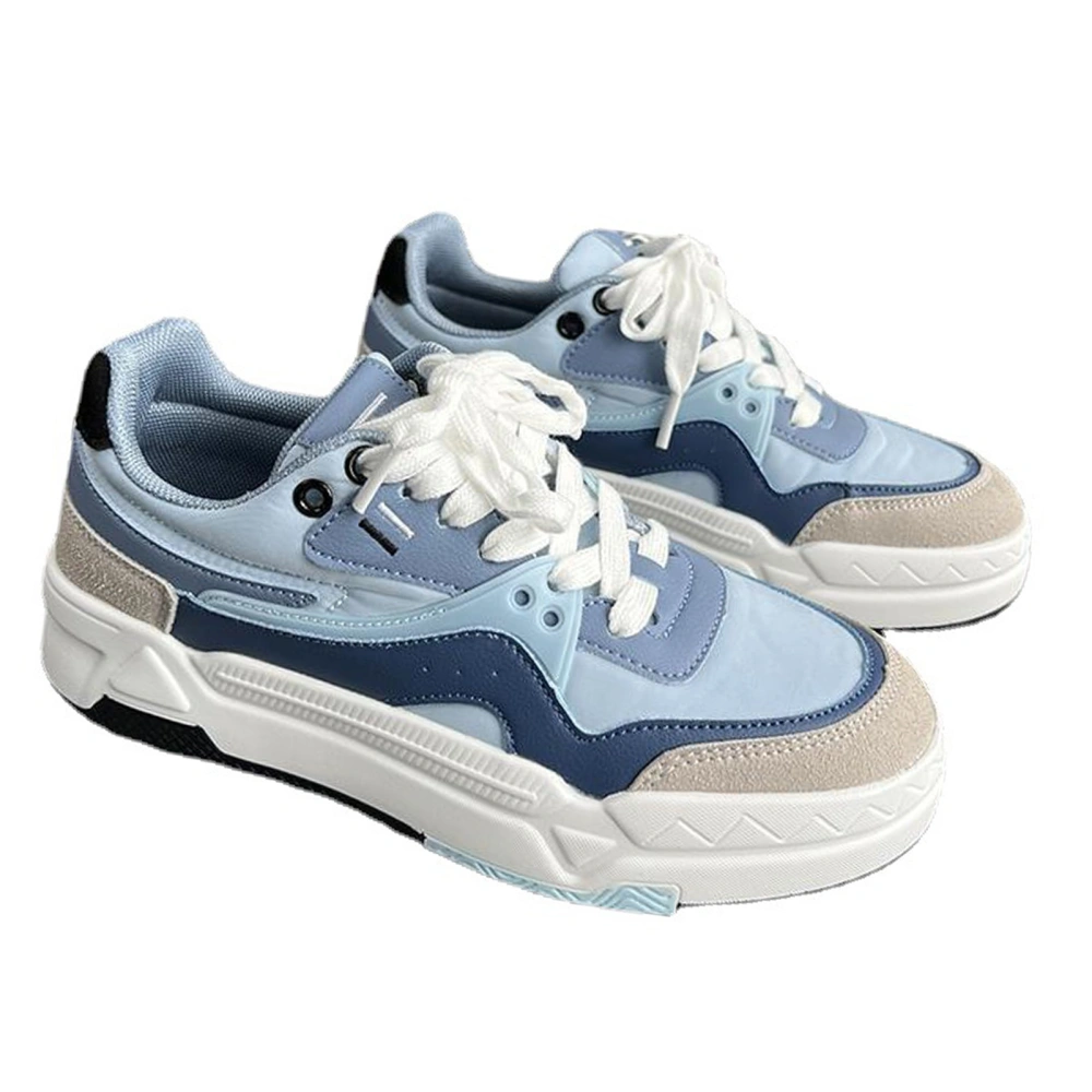 Women Sports Shoes Walking Shoes Comfortable Thick Rubber Bottom Girl Sneakers for Autumn Blue 37