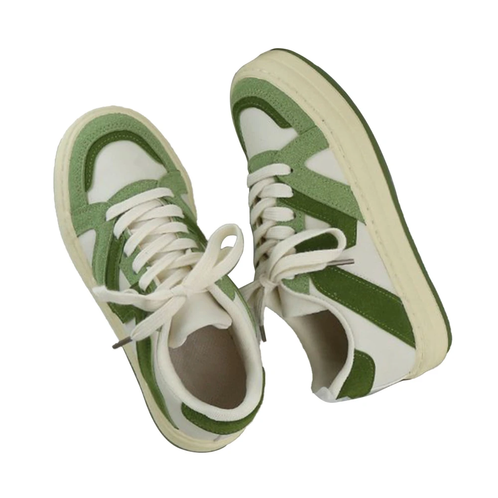 Skate Shoes Lace Up Wear Resistant Sole Casual Stylish Simple Women Board Shoes for School Work Green 36