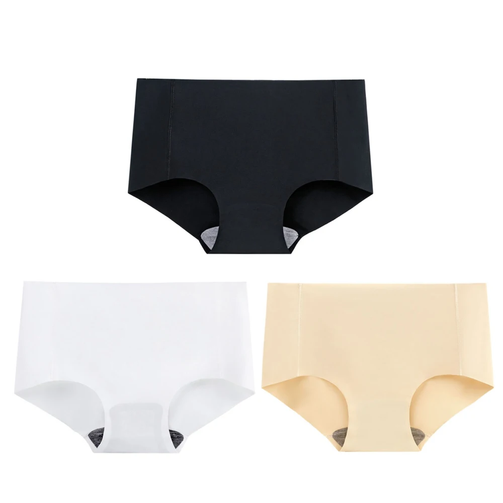 3 Pcs Women Seamless Underwear Elastic Comfortable Breathable Cotton Crotch Seamless Underwear Color Mixed 3XL(EU Size XL, Weight 33g)