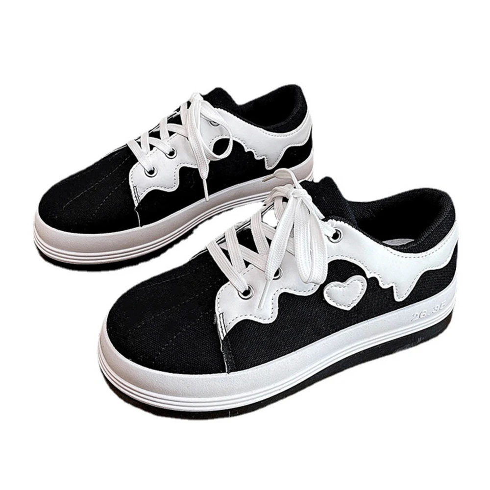 Women Sneaker Stylish Comfortable Elegant Heel Design Women Casual Sneakers Flat Shoes Black 37