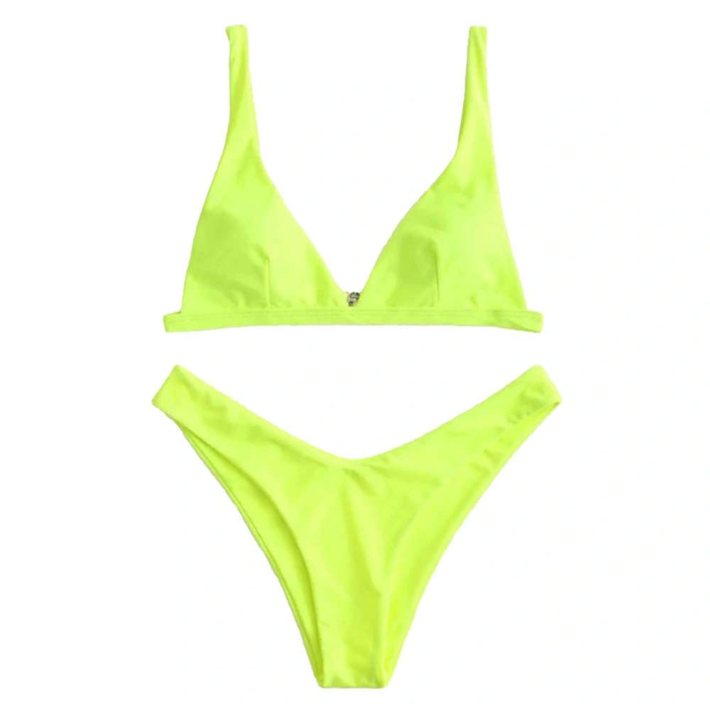 Women Bikini Set Fashionable Breathable Stretchy Two Piece Swimwear Women Bathing Suit Yellow M