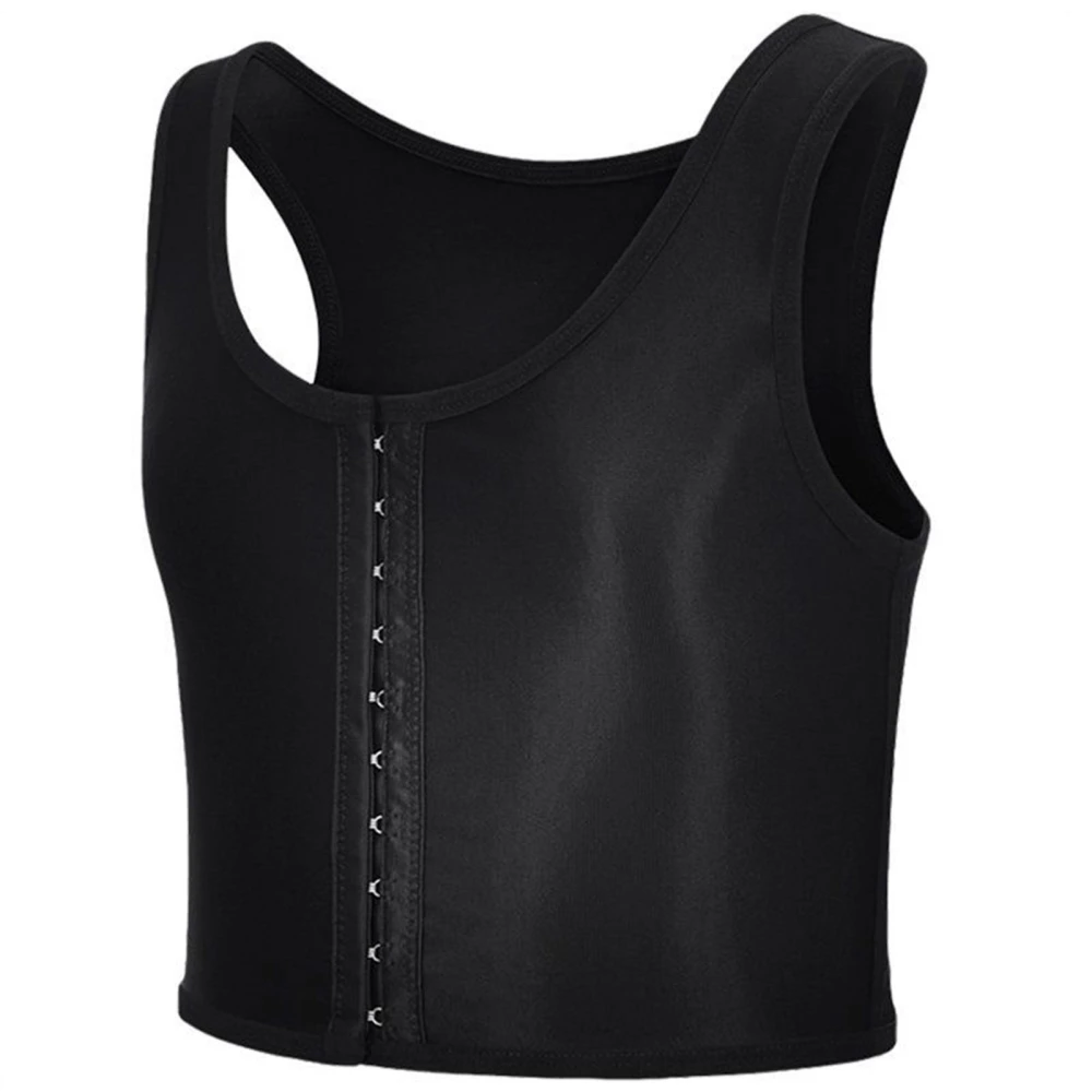 Chest Binder Front Hook Design Breathable Comfortable Regulable Buckle Thickening Polyester Binding Bra Breast for Daily Black XL