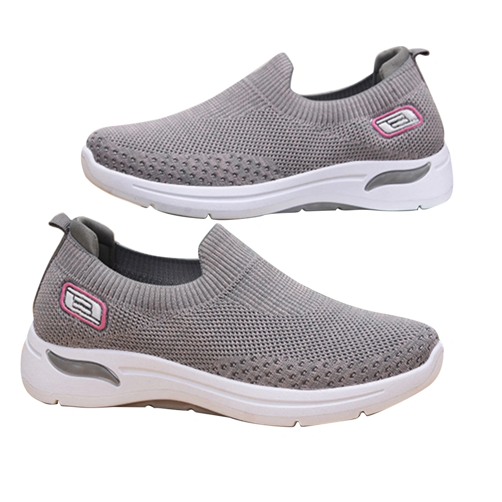 Women Sports Shoes Leisure Mesh Soft Sole Fly Weaving Non Slip for Spring Autumn S2 Gray 37