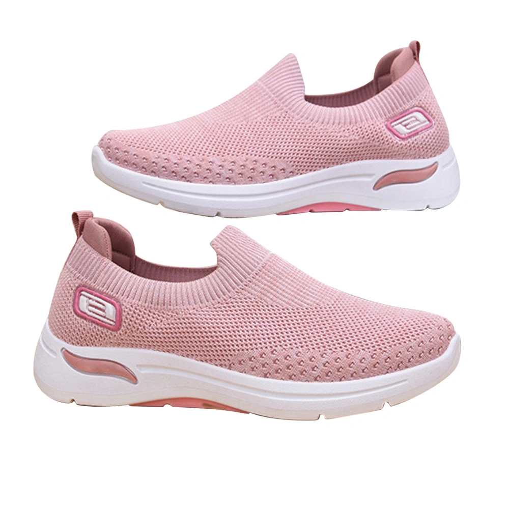 Women Sports Shoes Leisure Mesh Soft Sole Fly Weaving Non Slip for Spring Autumn S1 Pink 38