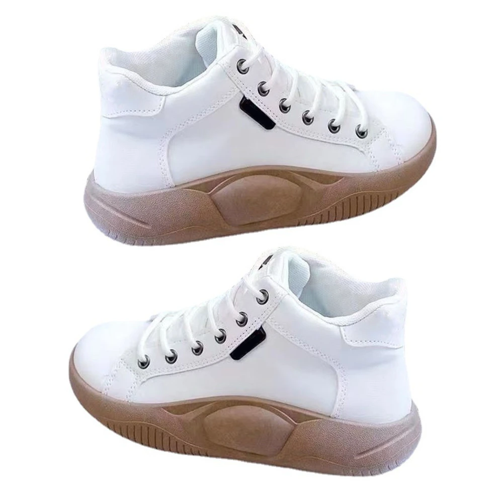 Women Sports Shoes Walking Shoes Height Increasing Thick Bottom Sneakers for Winter White 38