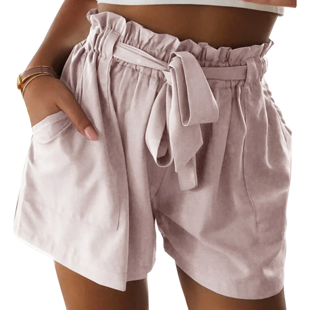 Women Casual Shorts Fashionable Elastic High Waist Short Pants Women Summer Shorts Apricot L