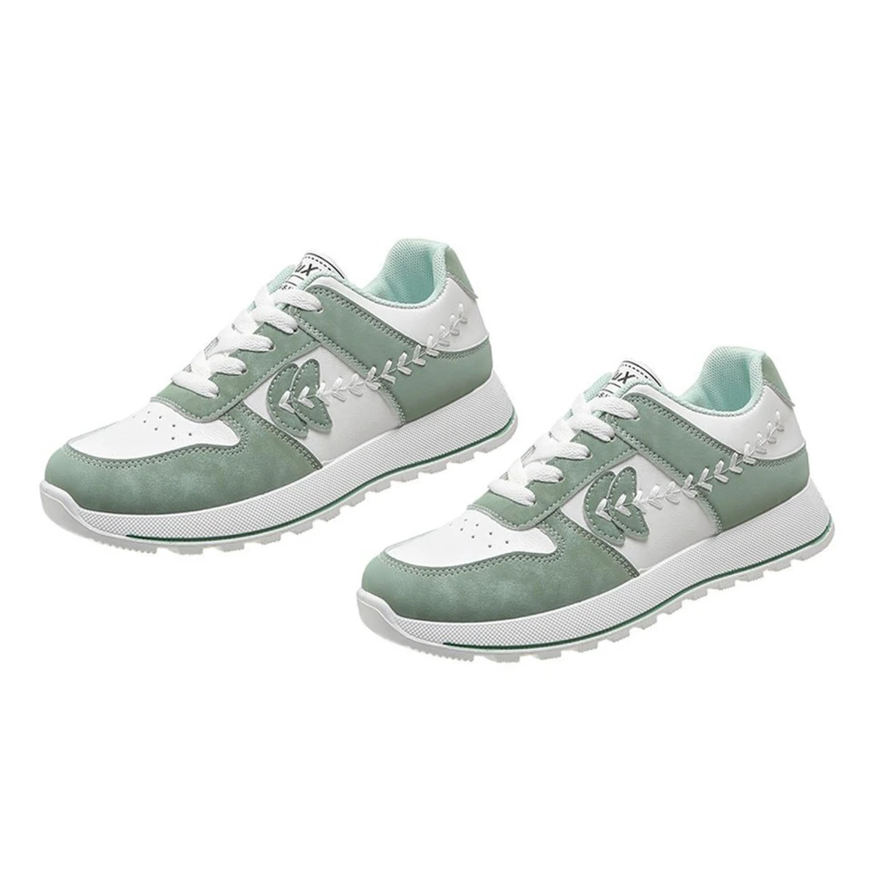 Women Sports Shoes Round Toe Prevent Slip Breathable Soft Lady Students Casual Sneakers for Spring Green 38