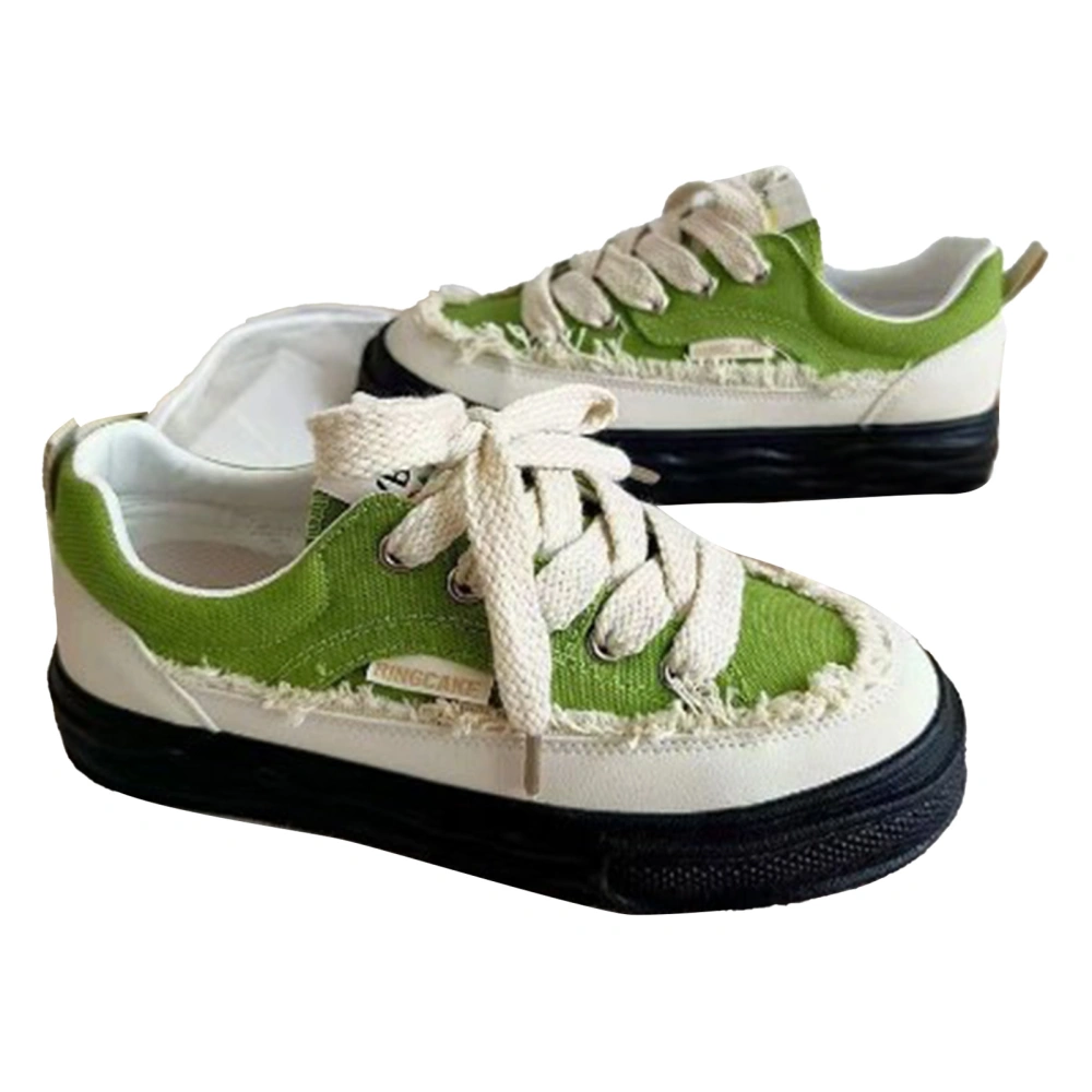 Women Canvas Shoes Breathable Antislip Wear Resistant Fashionable Low Top Sneakers for Daily Wear Green 36