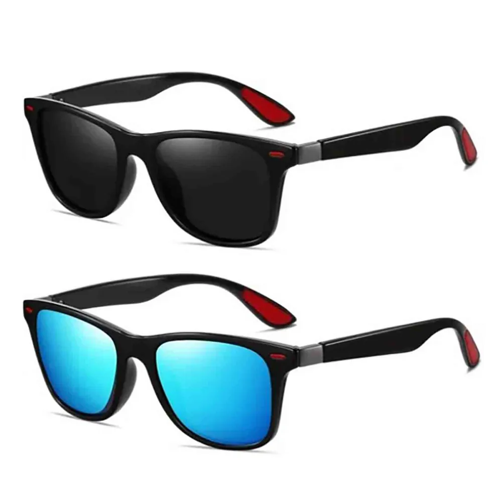 2Pcs Full Frame Sunglasses Light Weight UV400 Stylish Outdoor Sunglasses Blue Black