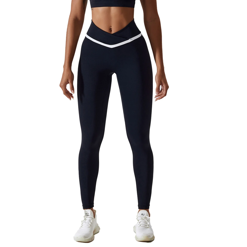 High Waist Yoga Pants Women Sports Stretch Belly Control Hip Lift Workout Leggings for Fitness Running Black XL