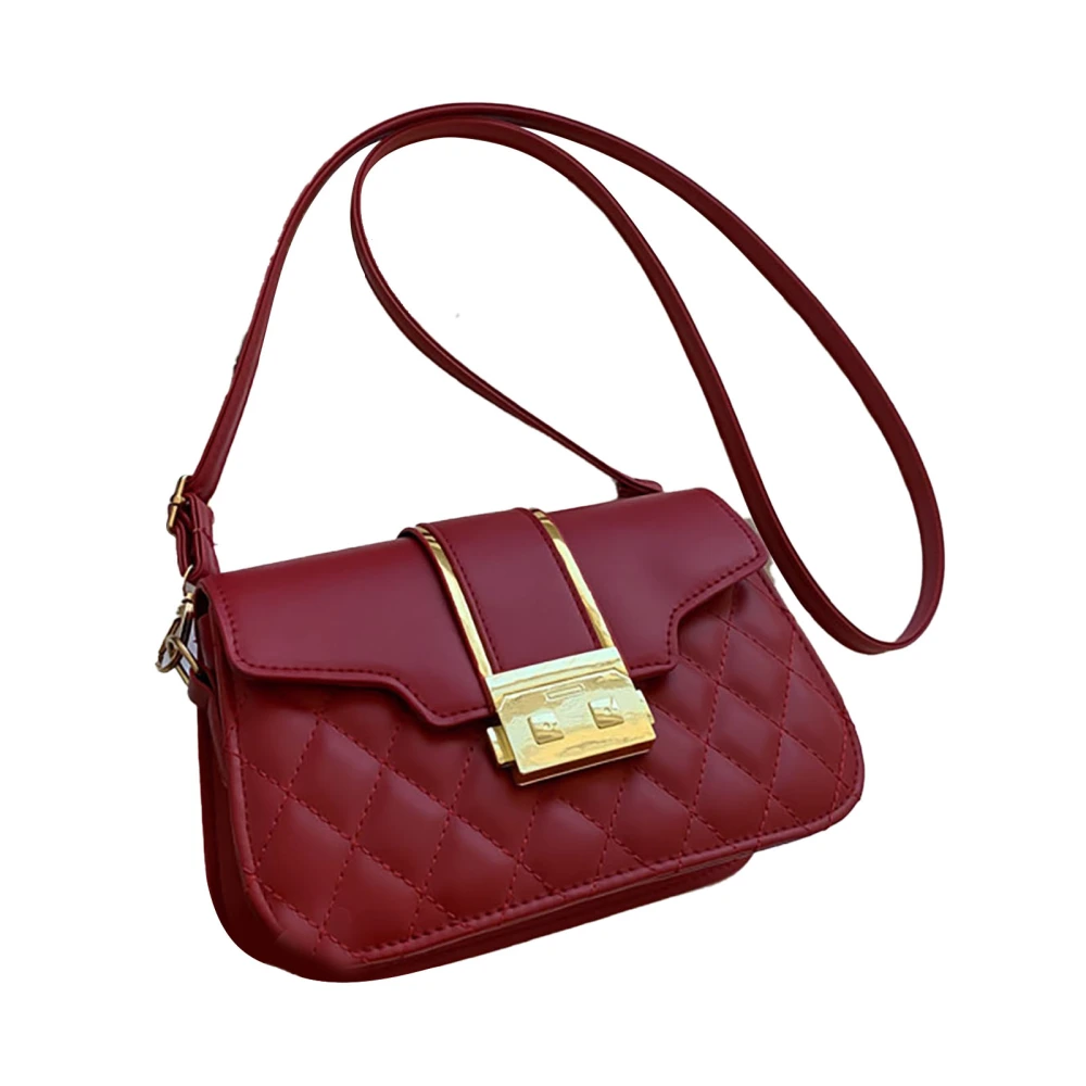 Women Shoulder Bag PU Leather Fashionable Simple Beautiful Female Shoulder Bag for Office Red Free Size