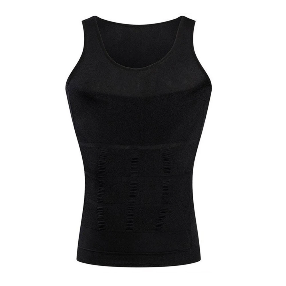 Black Men Shapewear Abdominal Undershirt Comfortable Breathable Male Slimming Undershirt Vest Black M