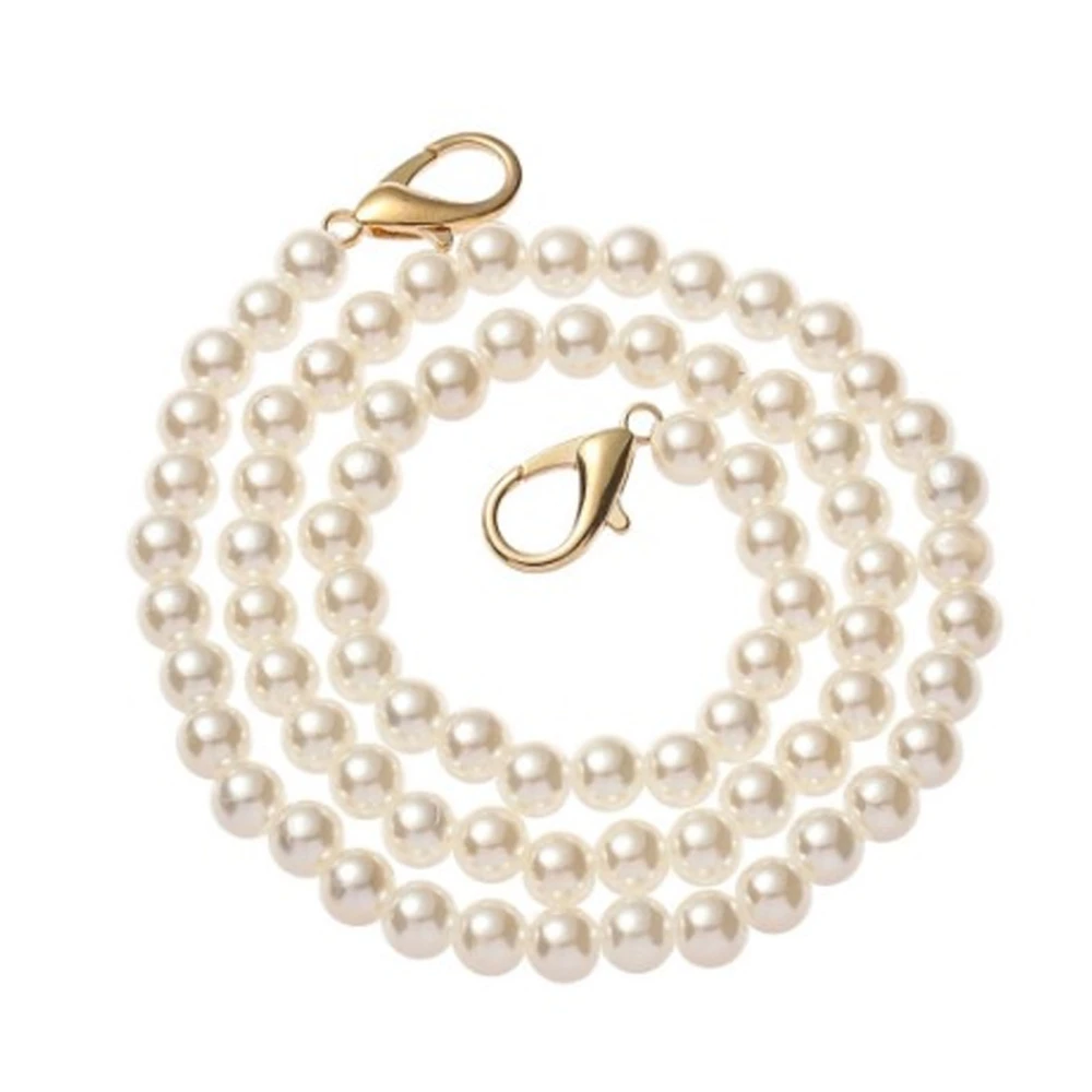 Pearl Bag Chain Wear Resistant DIY Pearl Bead Purse Chain for Handbag Chains Accessories 70cm / 27.6in White