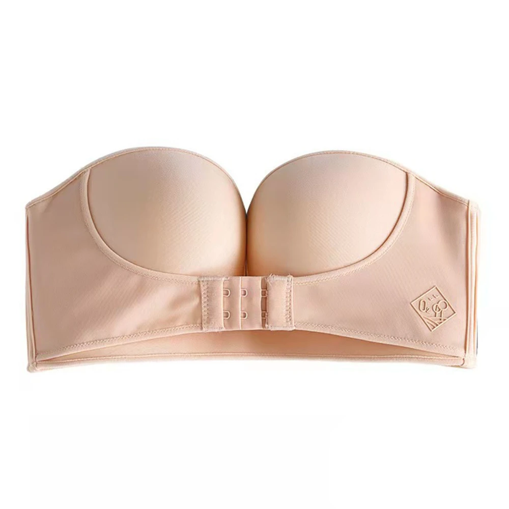 Strapless Bra Front Closure Wireless Push Up Adjustable Breathable Women Bra for Daily Party Wedding Skin Color 32/70AB