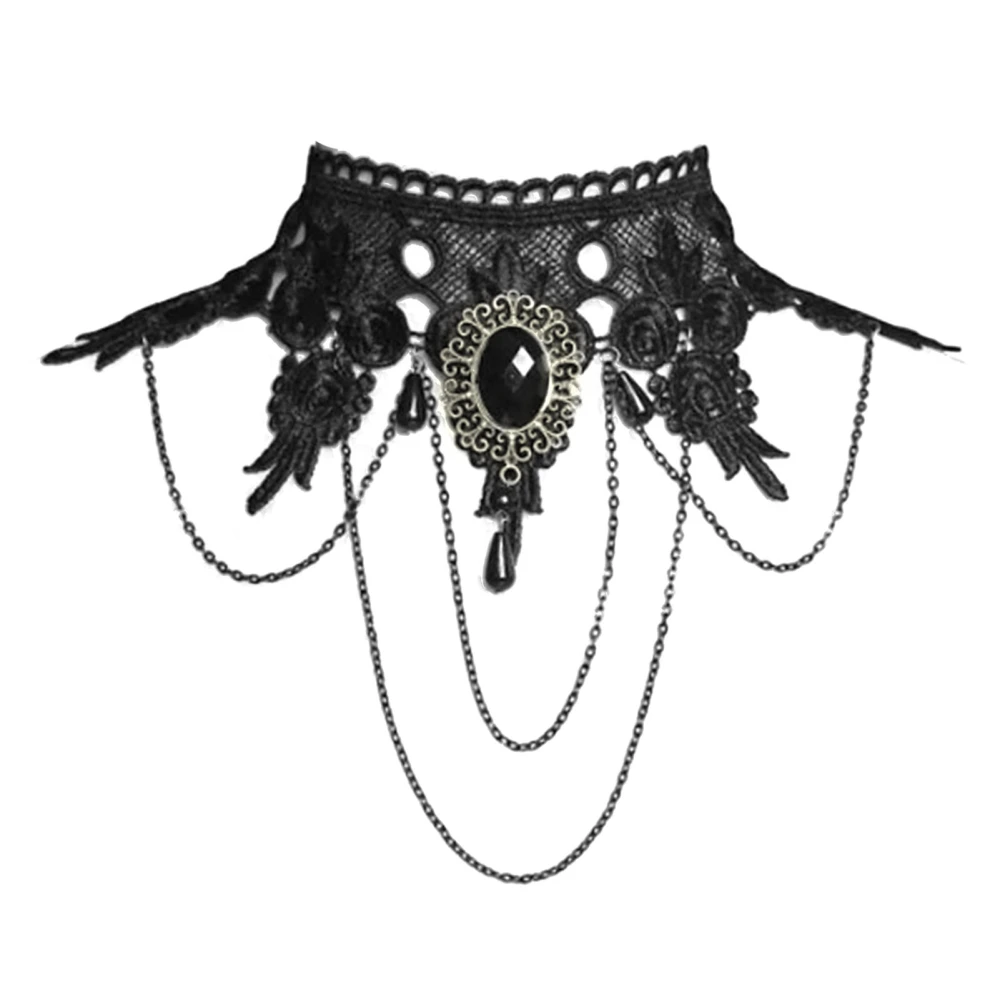 Gothic Lace Choker Black Retro Gothic Punk Style Necklace for Women Girls for Halloween Decorations Party Accessory