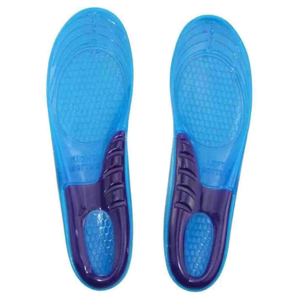 1 Pair Silicone Insoles Thickened High Elastic Shock Absorption Cushioning Casual Sports Shoe Insoles Blue S 35-38