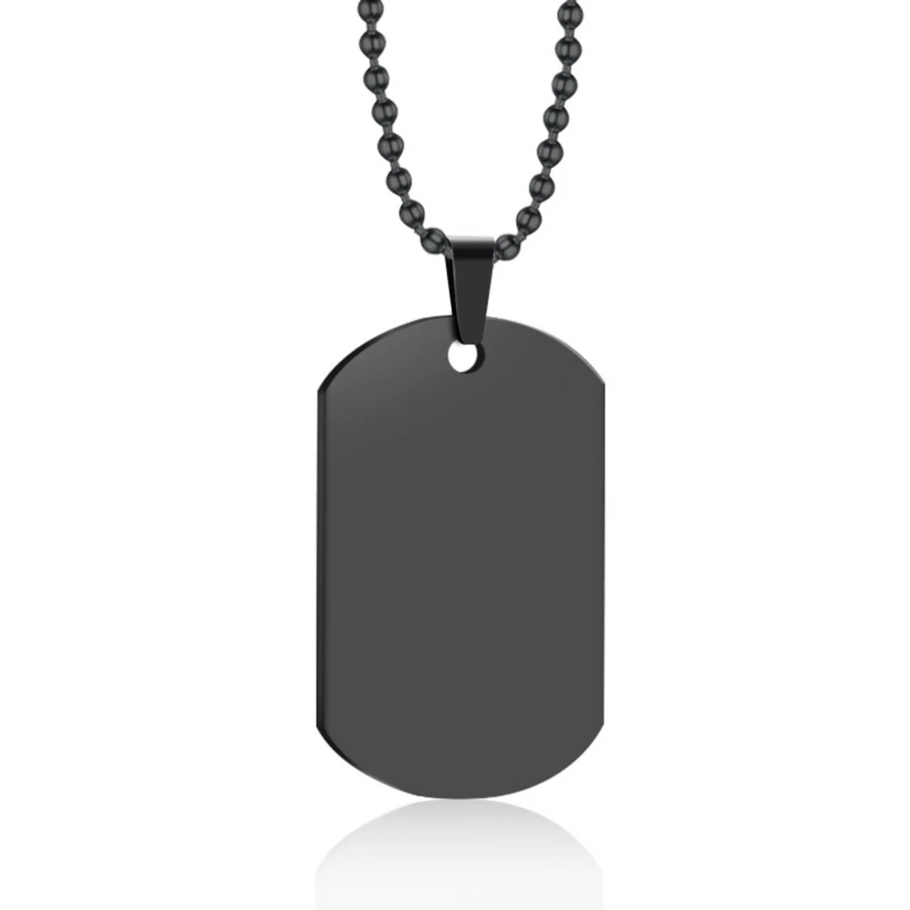 Men Tag Pendant Necklace Black Fashionable Elegant Stainless Steel Necklace for Daily Life Work