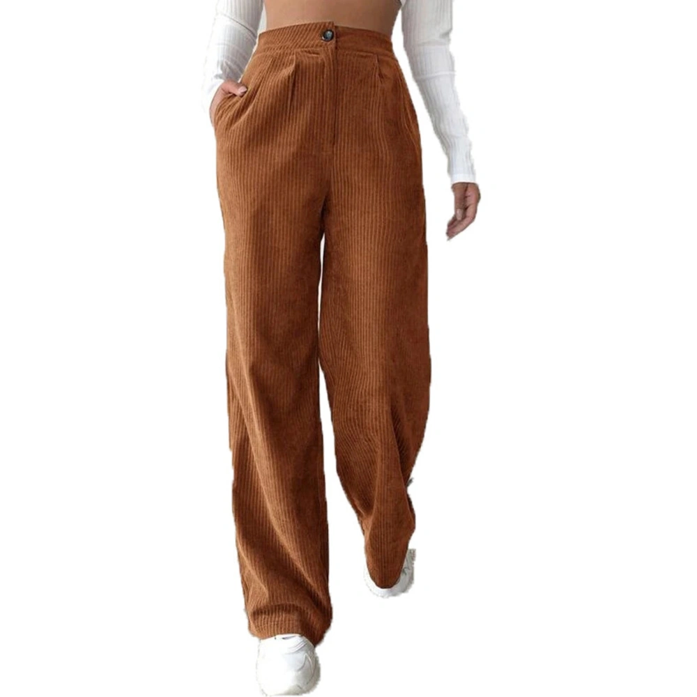 Casual Pants High Waist Pure Color Comfortable Loose Women Straight Leg Pants for Daily Wear Orange 3XL