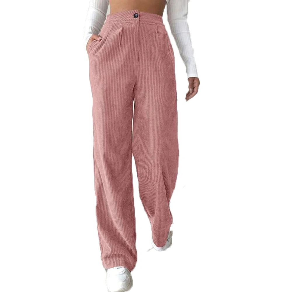 Casual Pants High Waist Pure Color Comfortable Loose Women Straight Leg Pants for Daily Wear Pink 3XL