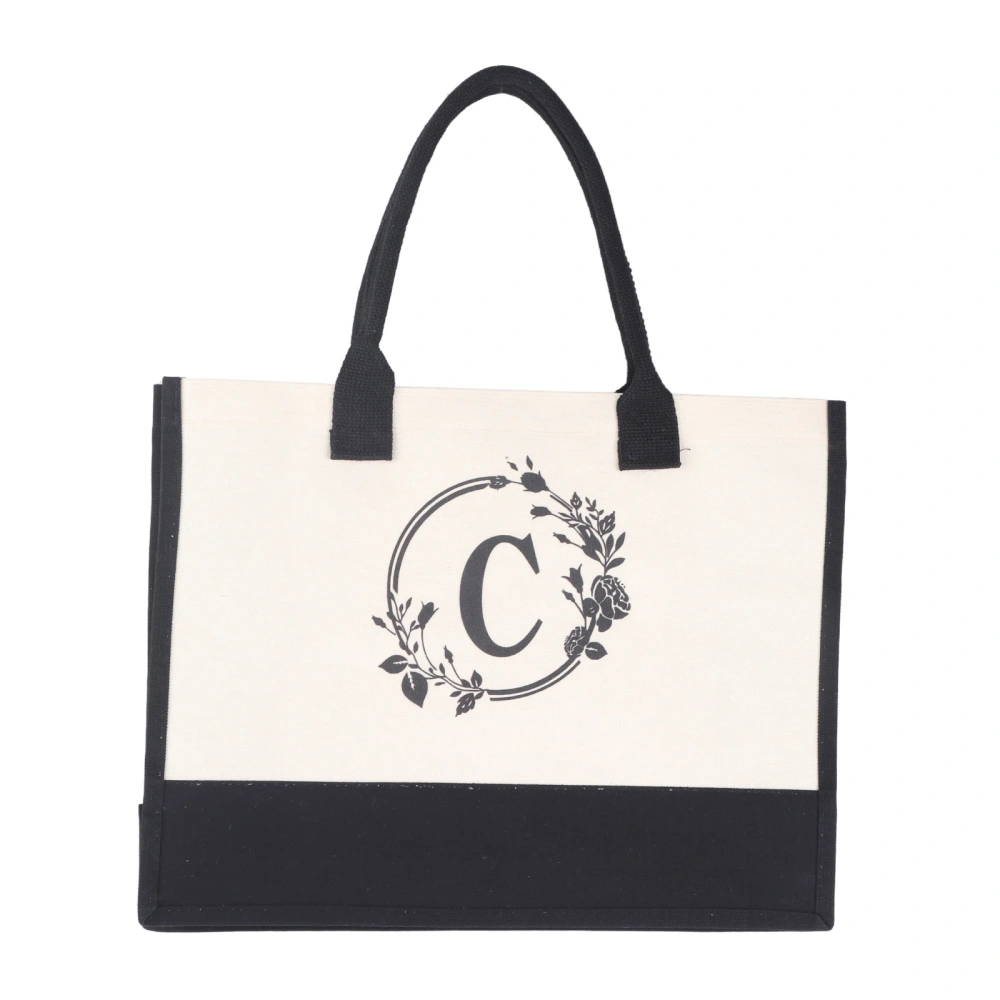 Cotton Linen Canvas Alphabet Beach Bag Tote Bag for Many Occasions