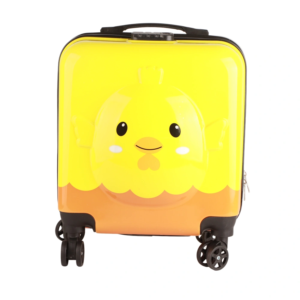 Kids Luggage 360 Degree Rotation Unisex Trolley Case Toddler Suitcase with Compartment Bag for Travel yellow Chick 18in