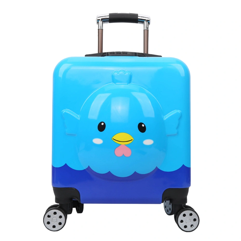 Kids Luggage 360 Degree Rotation Unisex Trolley Case Toddler Suitcase with Compartment Bag for Travel Blue Chick 18in