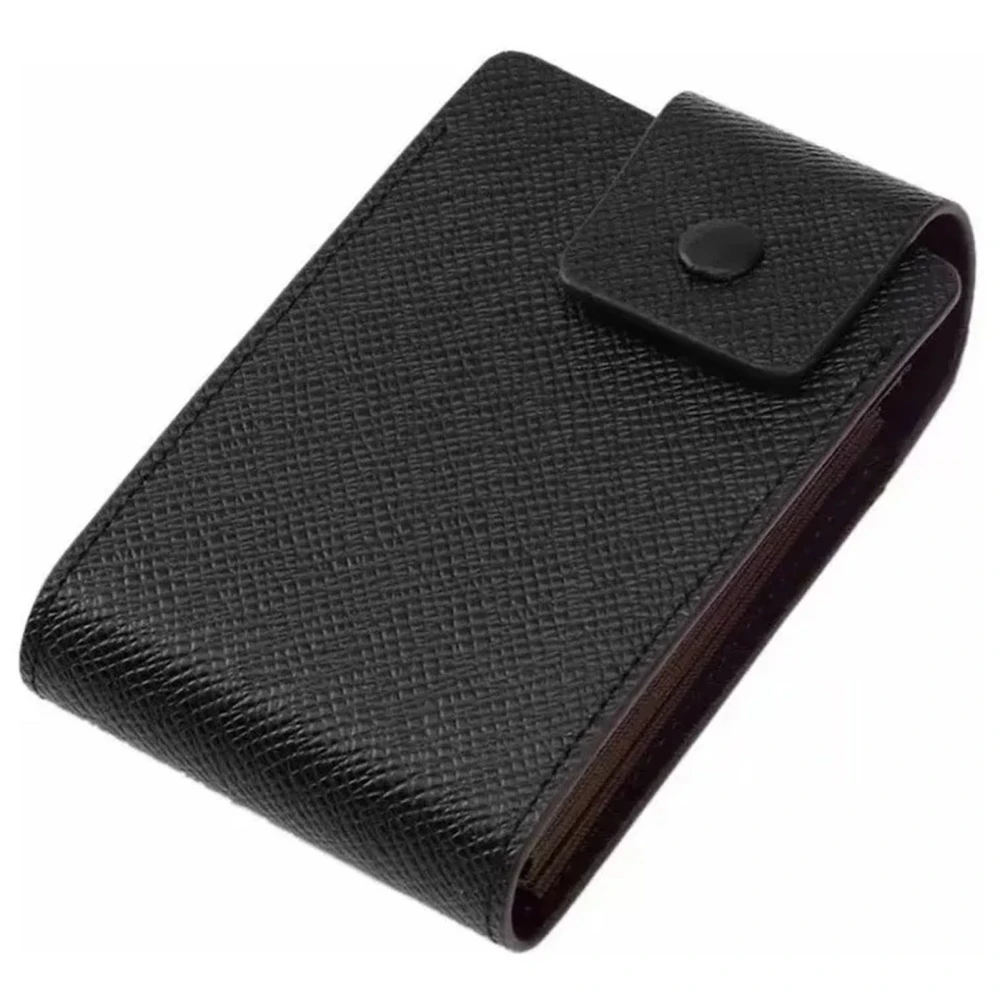 Credit Card Holder PU Leather Large Capacity Fashionable Vintage Men Business Credit Card Holder Black Free Size