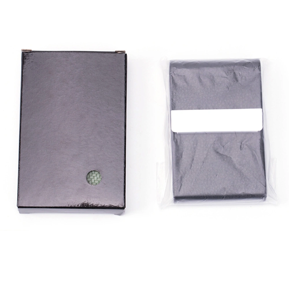 Business Card Holder PU Leather Stainless Steel Easy Open Portable Pocket Name Card Holder Black Free Size