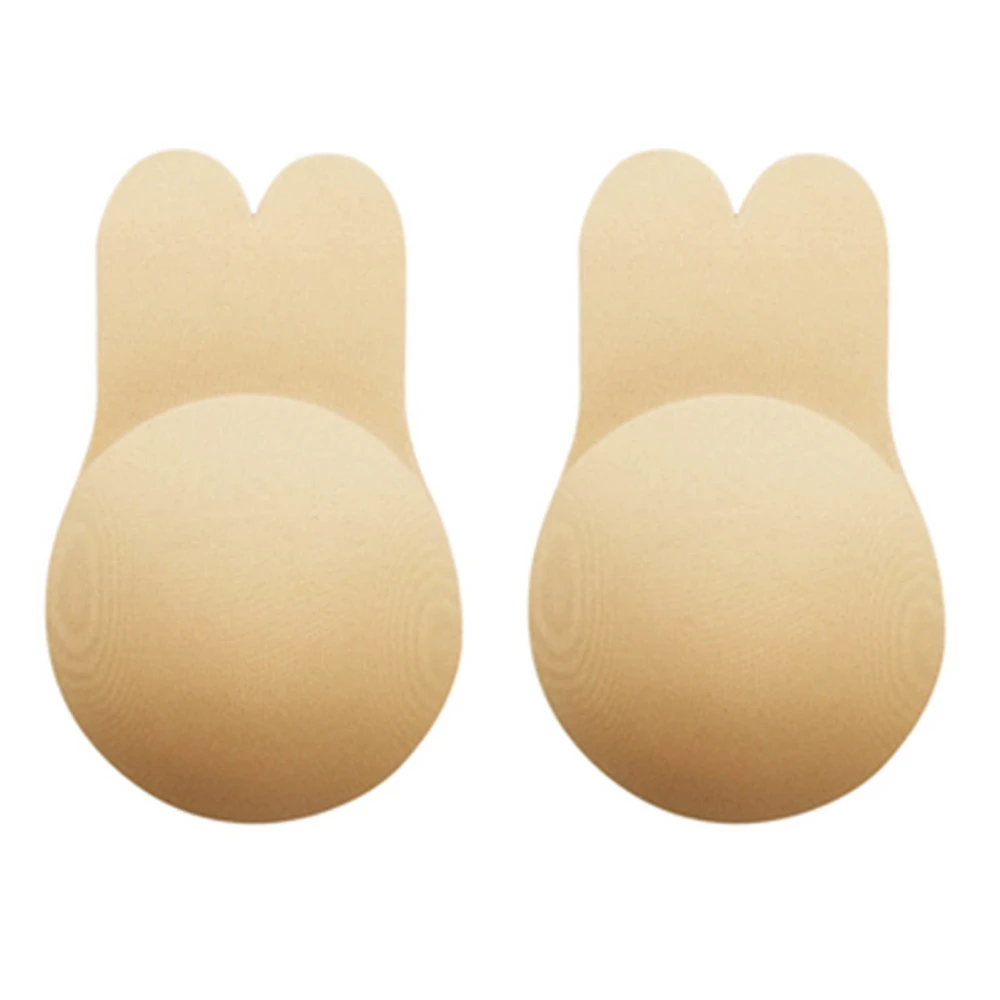 Adhesive Bra Breathable Breast Lift Cuttable Reusable Rabbit Ears Shape Stick Bras for Backless Wedding Dress Skin Color 11cm/ 4.3in (L, XL)