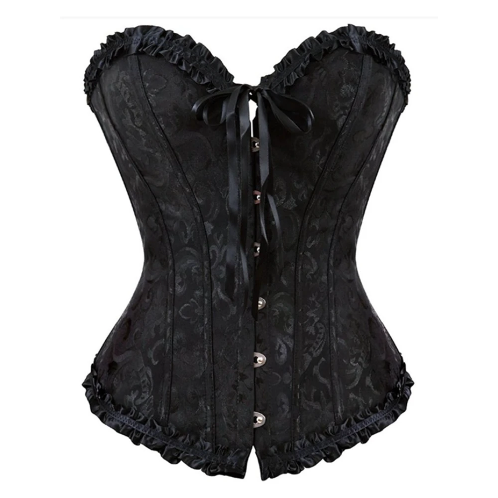 Women Waist Trainer Corset Tummy Control Charming Curves Lace Body Shaper Tank Top Black XXXL