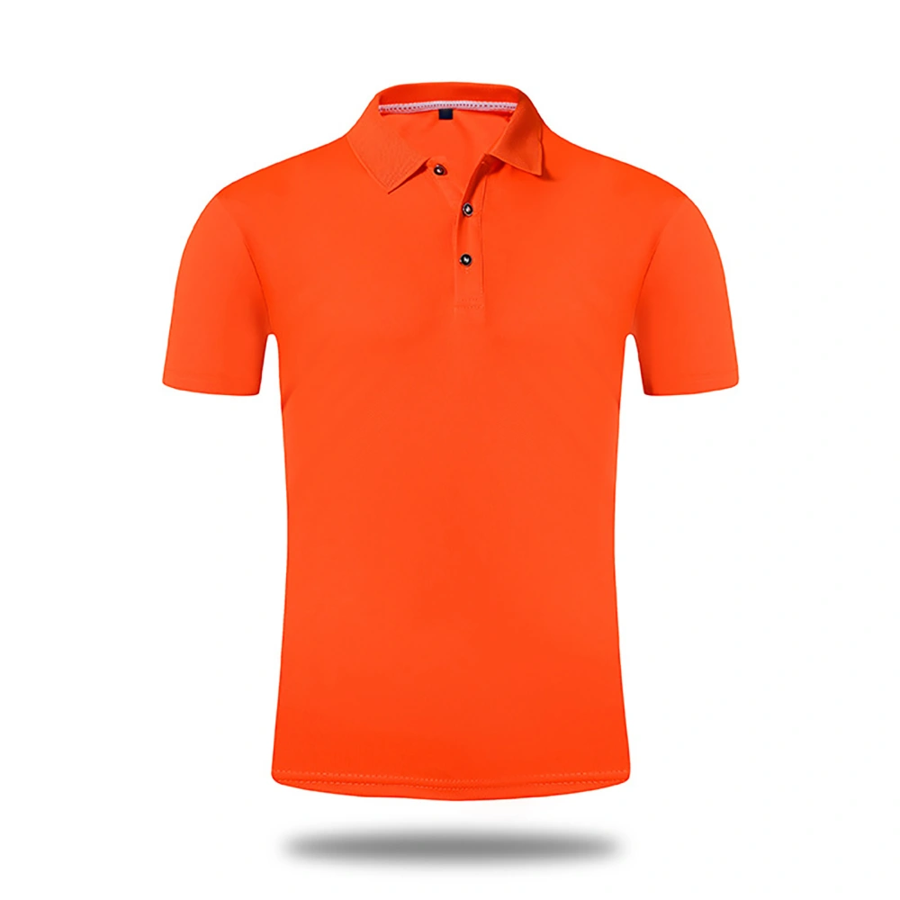 Men Short Sleeve Shirt Stretchy Pure Color Breathable Moisture Wicking Slim Fit Quick Dry Top Orange XXXL